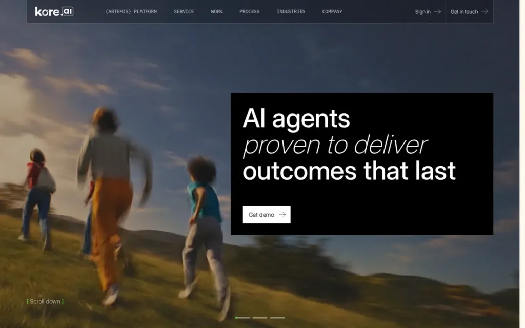 Kore.ai homepage screenshot