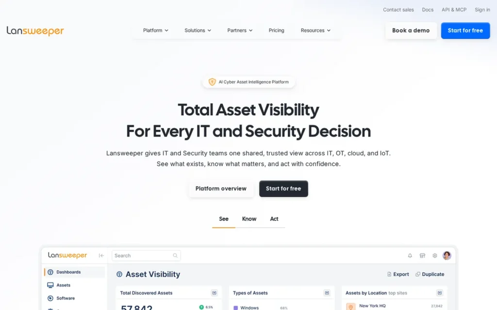 Lansweeper homepage screenshot