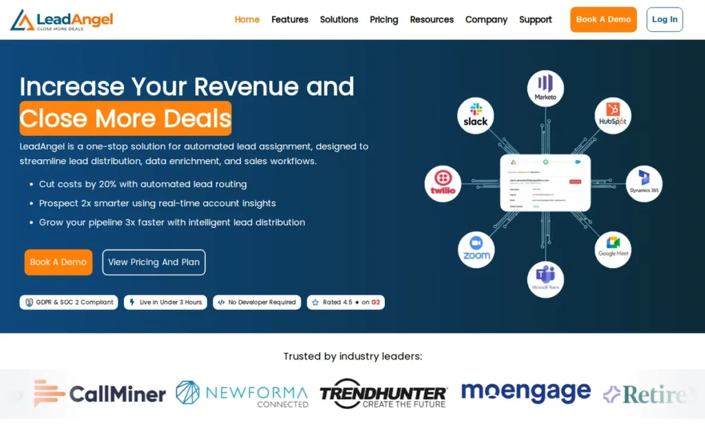 LeadAngel homepage screenshot