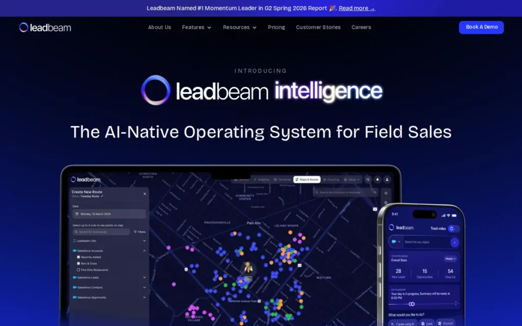 Leadbeam homepage screenshot
