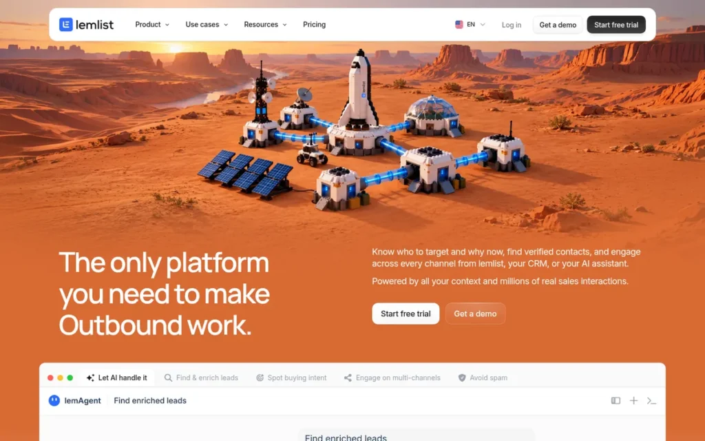 Lemlist homepage screenshot