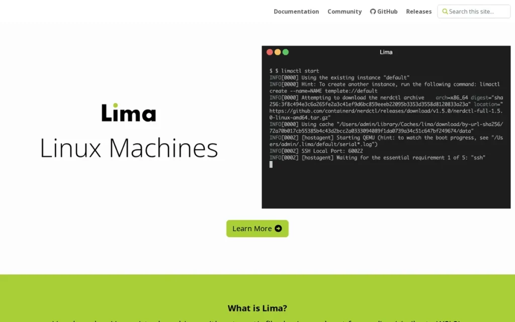 Lima homepage screenshot