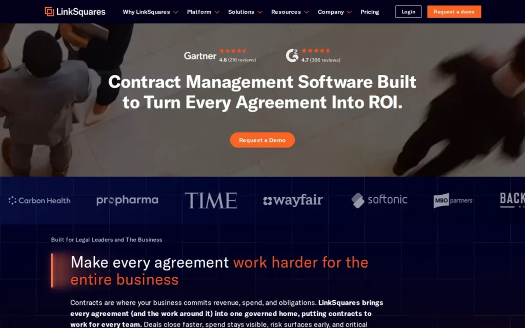 LinkSquares homepage screenshot