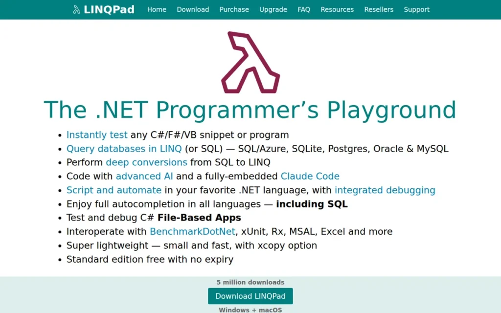LINQPad homepage screenshot