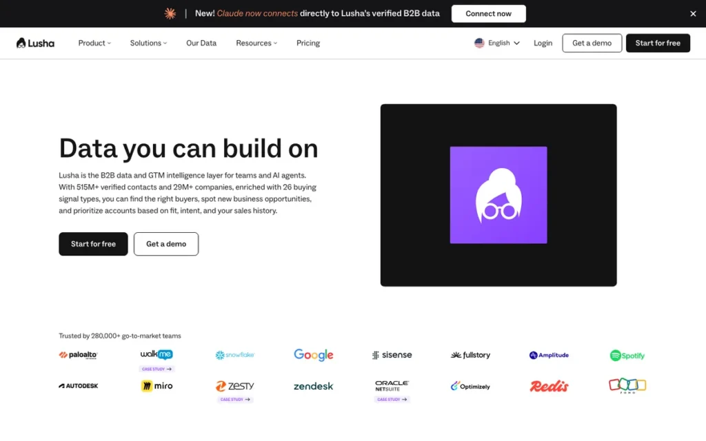 Lusha homepage screenshot
