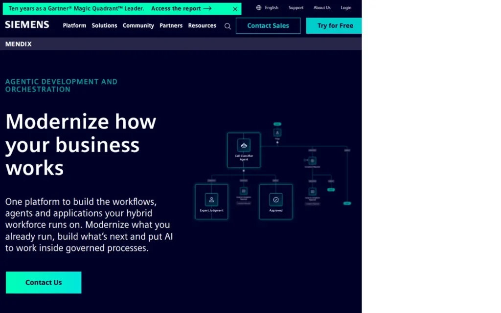 Mendix homepage screenshot