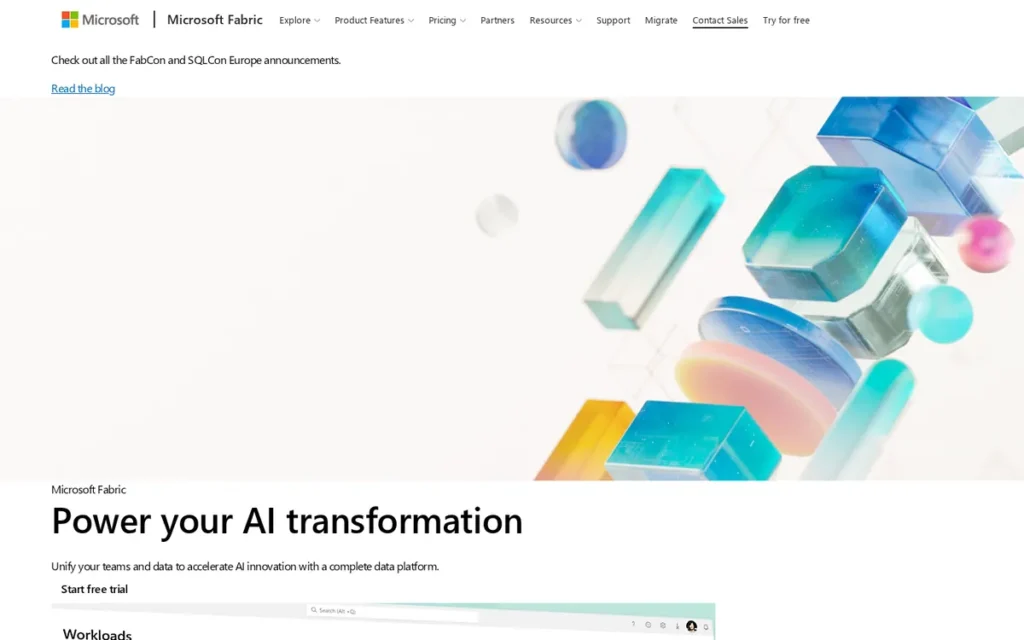 Microsoft Fabric Copilot homepage screenshot