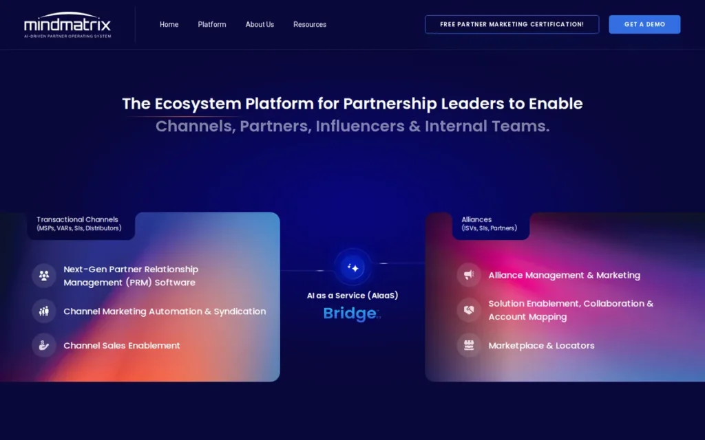 Mindmatrix Bridge homepage screenshot