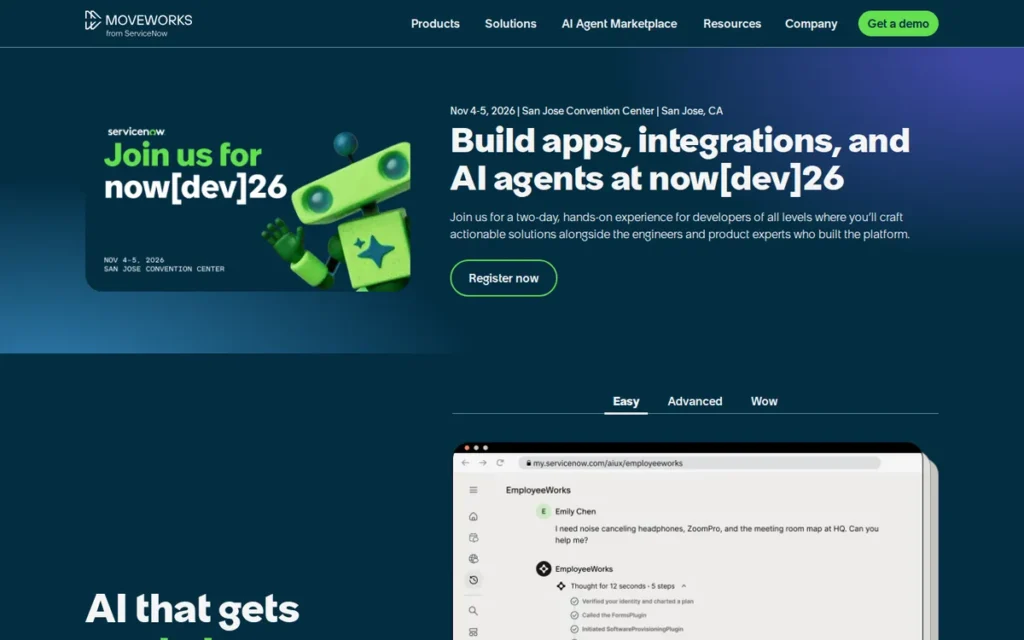 Moveworks homepage screenshot