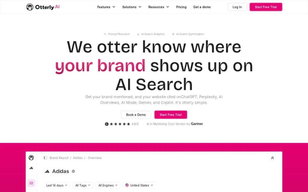 Otterly.ai homepage screenshot