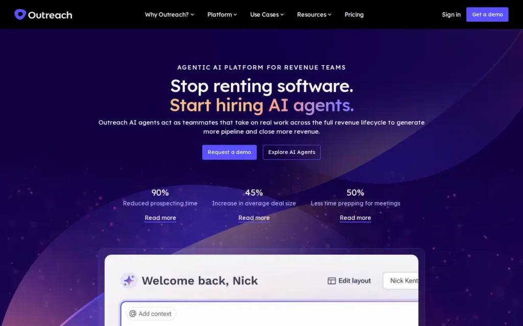 Outreach homepage screenshot