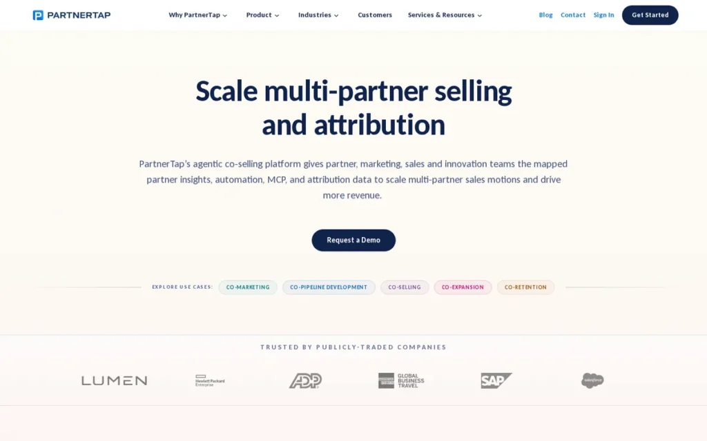 PartnerTap homepage screenshot