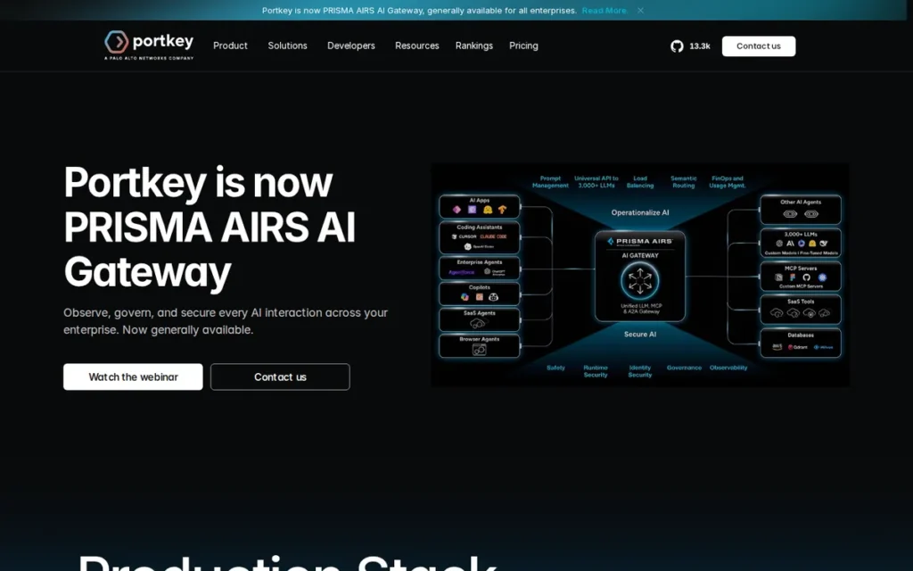 Portkey AI homepage screenshot