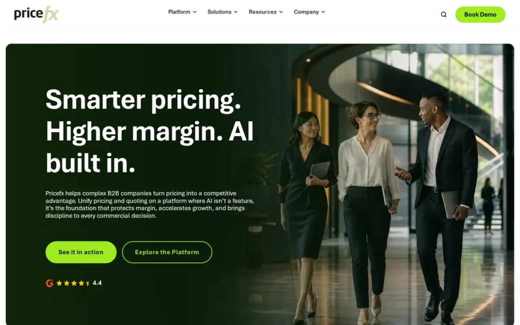 Pricefx homepage screenshot