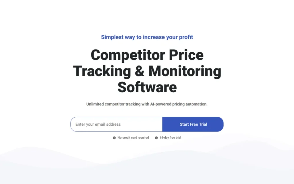Prisync homepage screenshot
