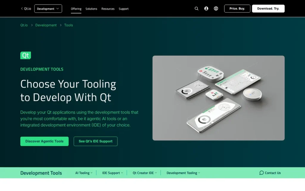 Qt Creator homepage screenshot