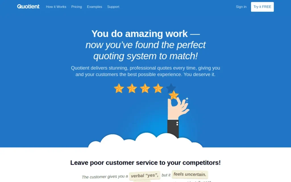 Quotient homepage screenshot
