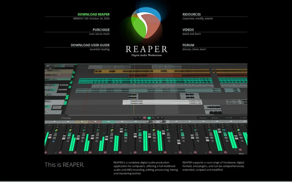 Cockos REAPER homepage screenshot