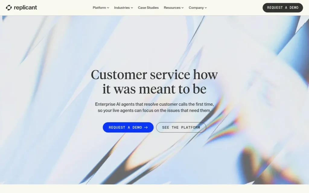 Replicant homepage screenshot