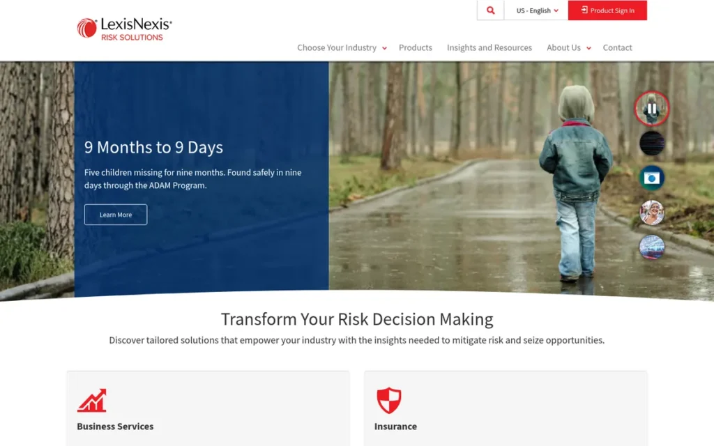 LexisNexis Risk Solutions homepage screenshot