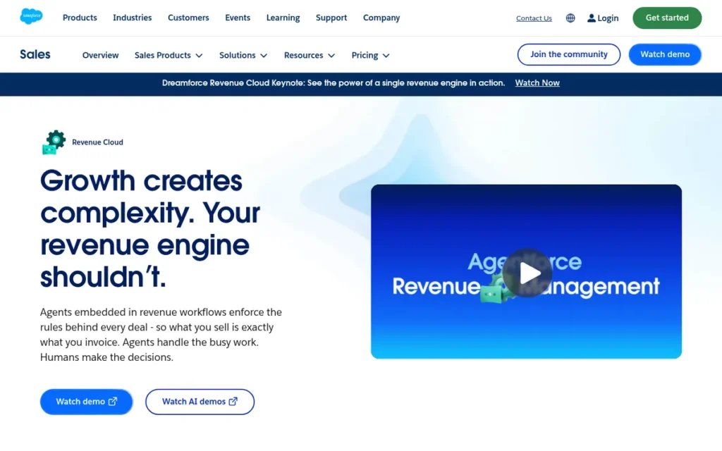 Salesforce Revenue Cloud homepage screenshot