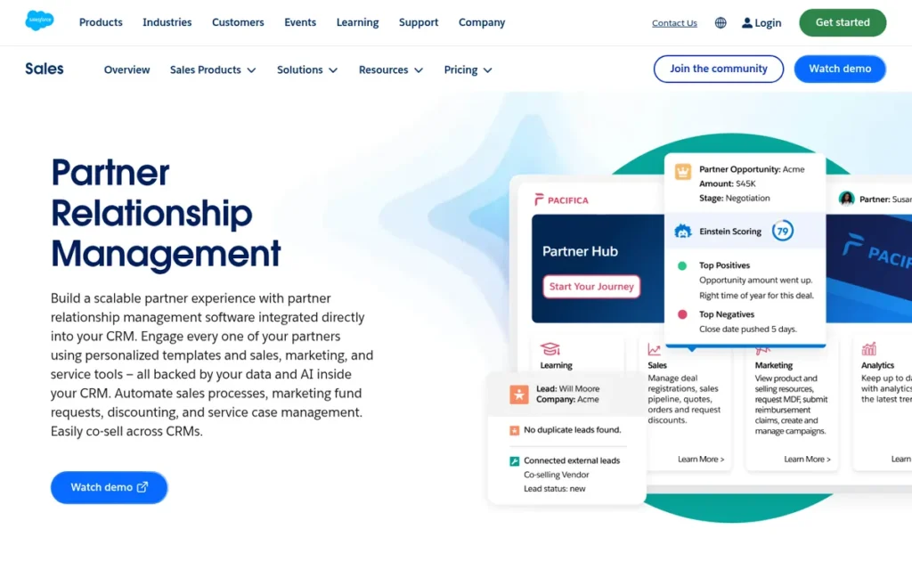 Salesforce PRM homepage screenshot