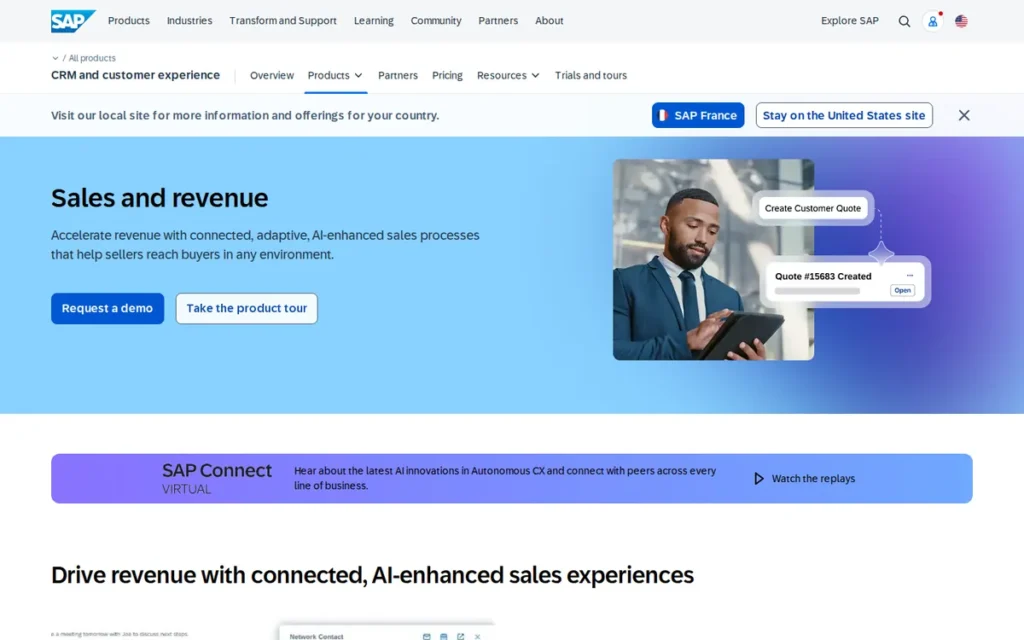 SAP CPQ homepage screenshot