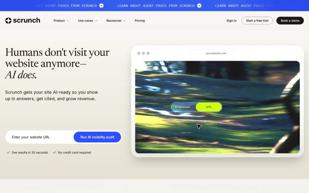 Scrunch AI homepage screenshot