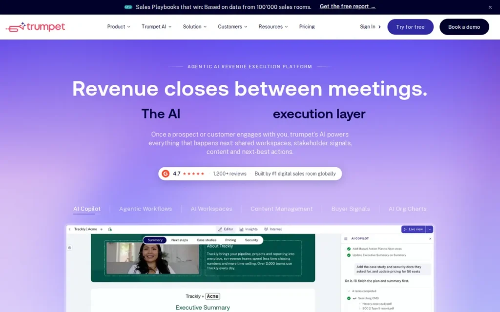 Trumpet homepage screenshot