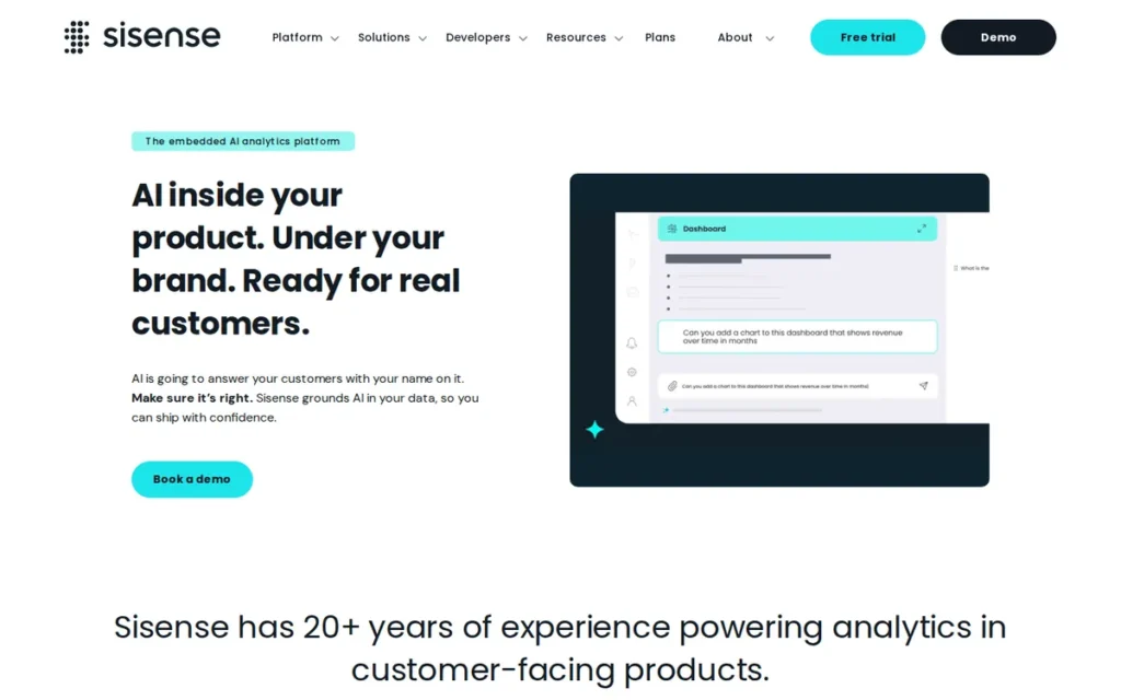 Sisense homepage screenshot