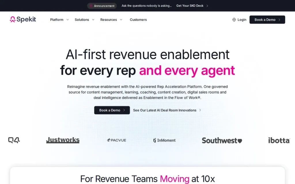 Spekit homepage screenshot