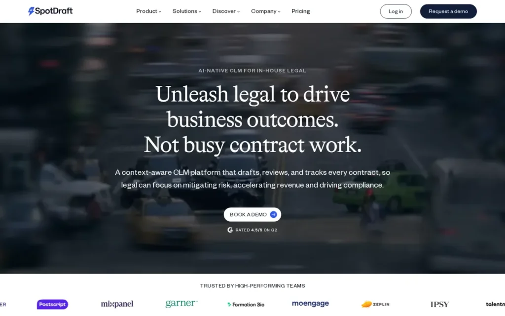 SpotDraft homepage screenshot