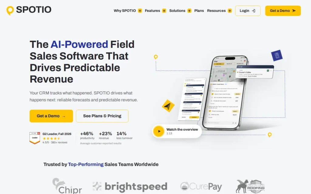 SPOTIO homepage screenshot