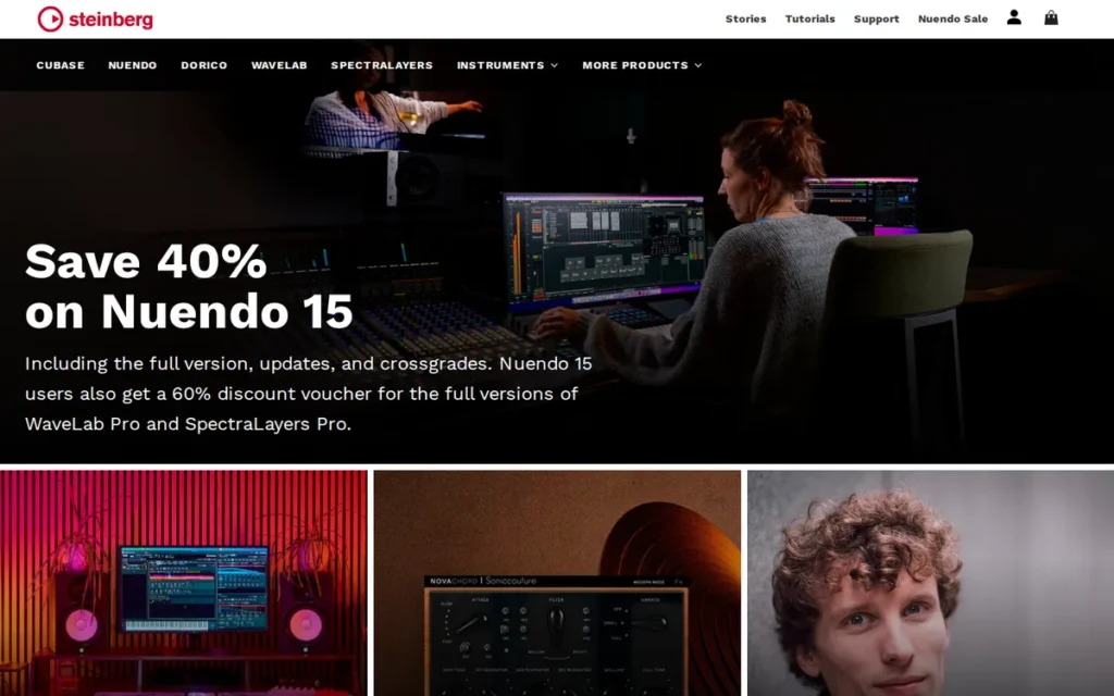 Steinberg Cubase homepage screenshot