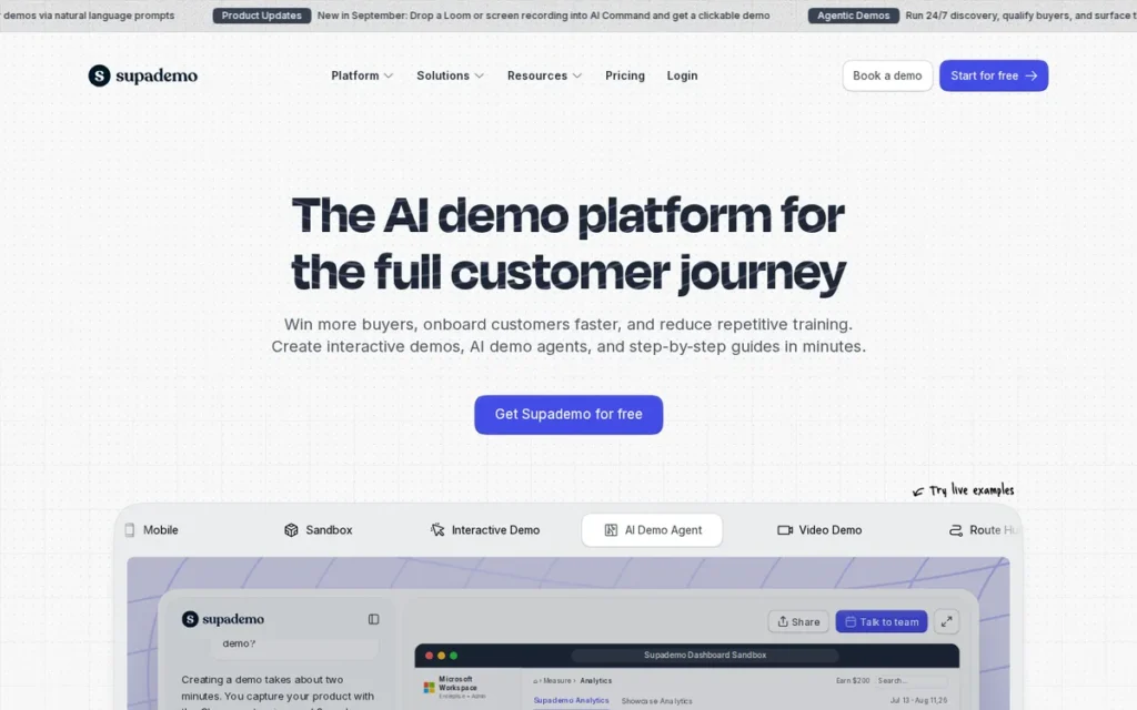 Supademo homepage screenshot
