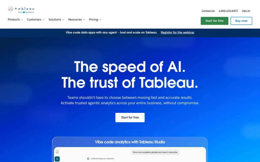 Tableau Next homepage screenshot