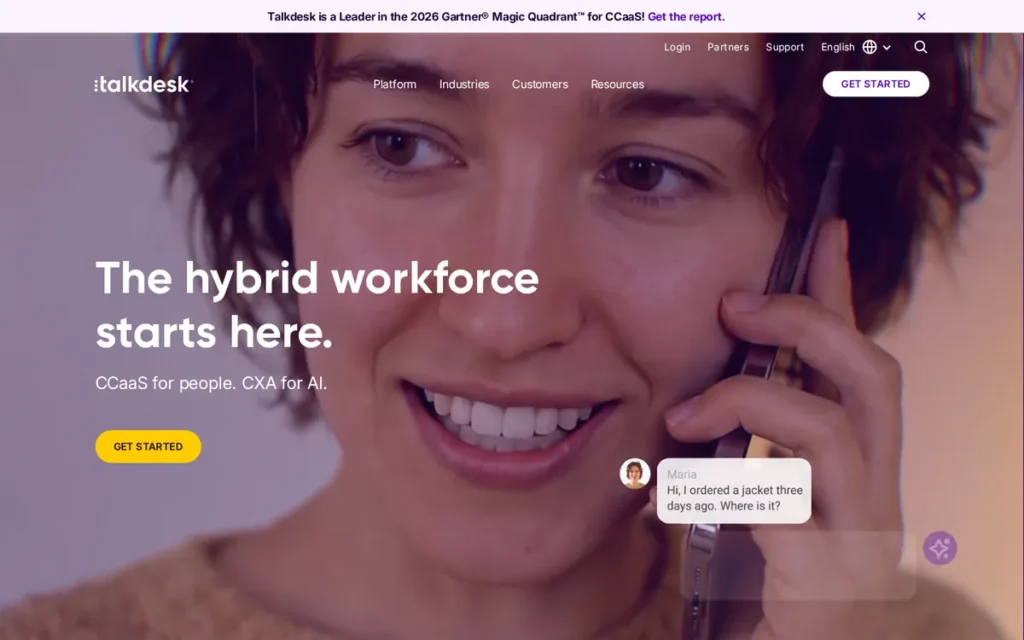 Talkdesk homepage screenshot