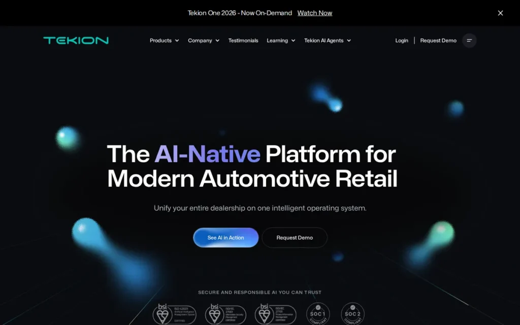 Tekion Corp homepage screenshot