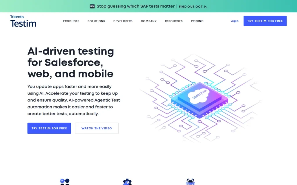 Tricentis Testim homepage screenshot