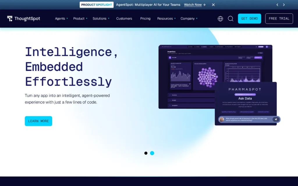 ThoughtSpot homepage screenshot