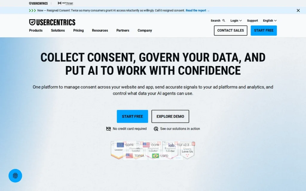 Usercentrics homepage screenshot