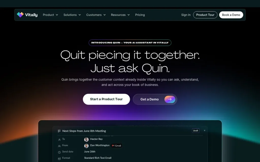 Vitally homepage screenshot