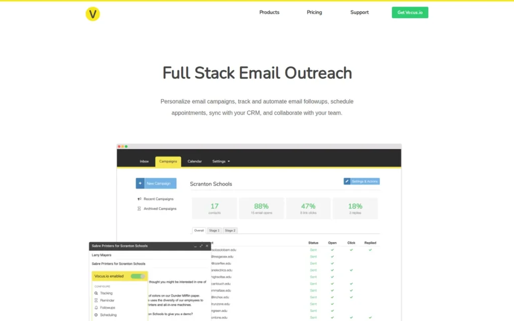 Vocus.io homepage screenshot