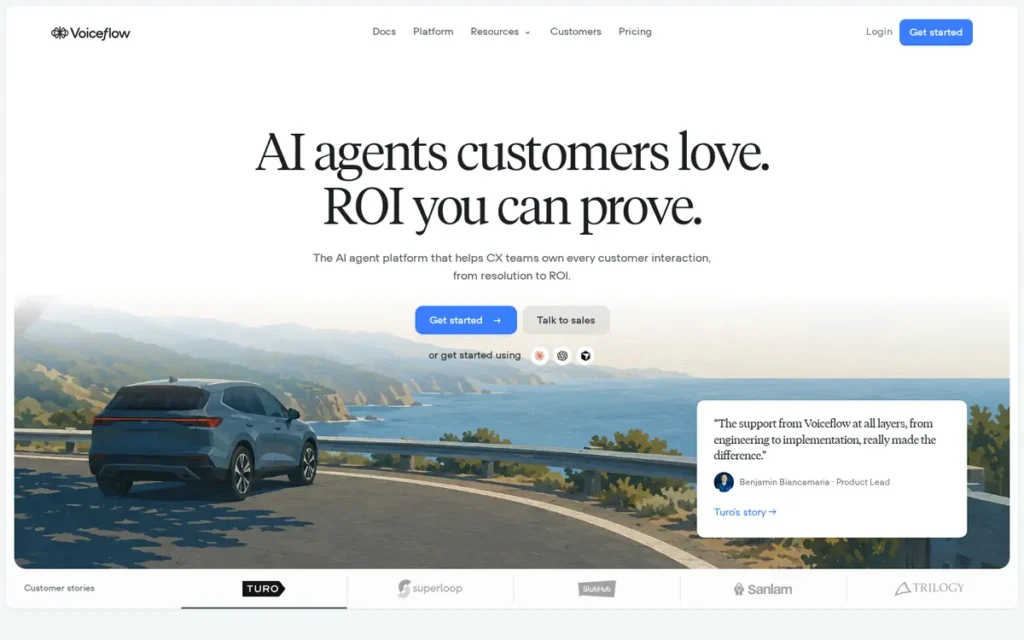 Voiceflow homepage screenshot