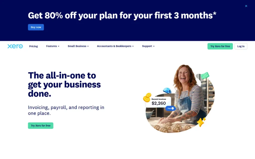 Xero homepage screenshot