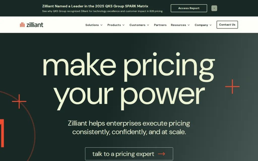 Zilliant homepage screenshot